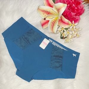 PINK Victoria's Secret Womens Large Blue Coral no-show cheekster panty